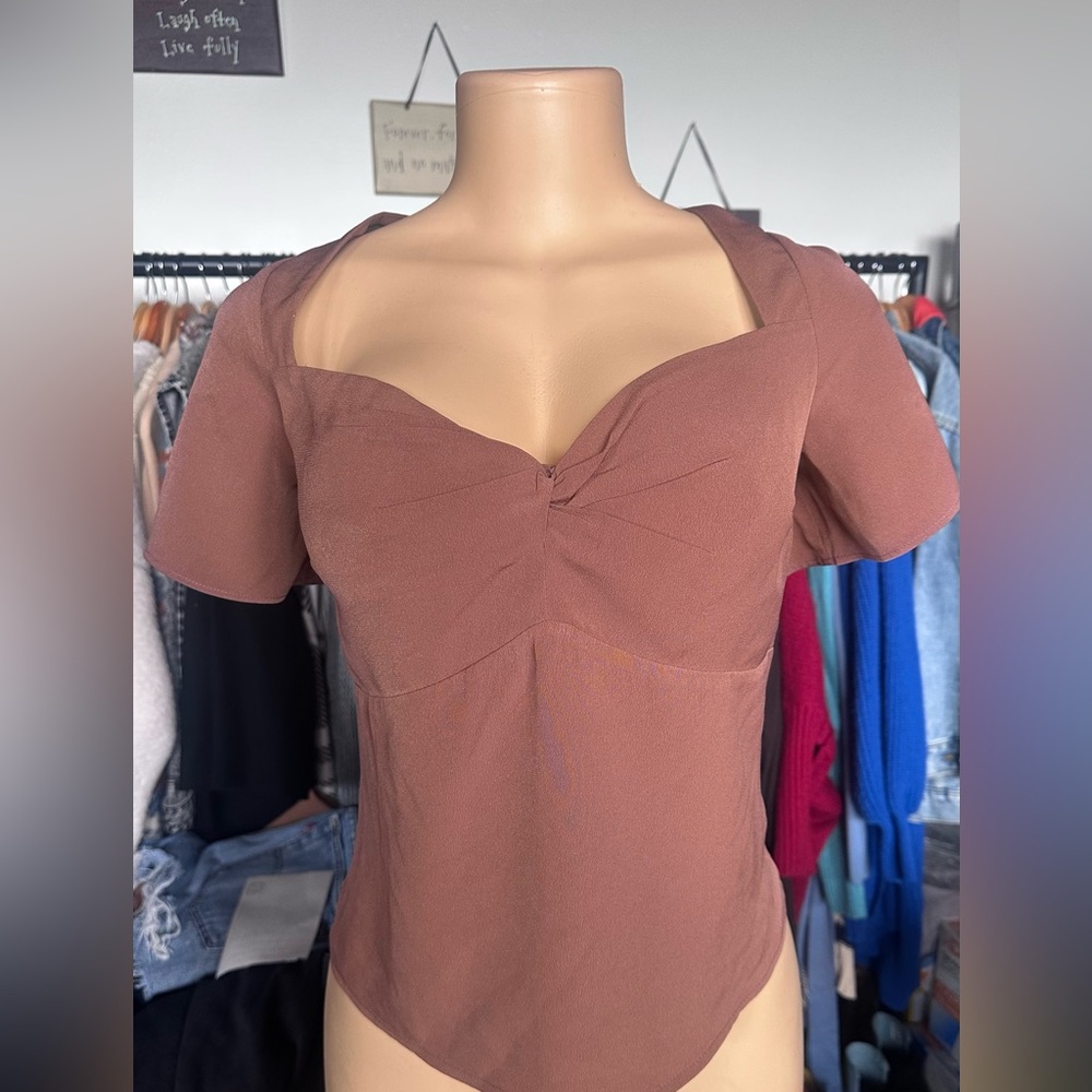 Abercrombie & Fitch Pink Ruched Bodysuit Blouse